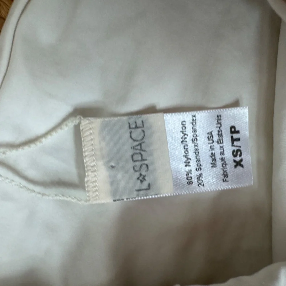 L *Space Tara Ribbed Top and Portia Stripe Bikini Bottom Cream XS